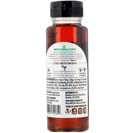 飲料增強劑, 奶精: Madhava Natural Sweeteners, Organic Agave, Vanilla, 11.75 oz (333 g)