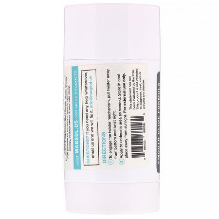 浴用除臭劑: Magsol, Magnesium Deodorant, Jasmine, 2.8 oz (80 g)