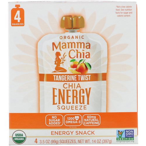 Mamma Chia, Organic Chia Energy Squeeze, Tangerine Twist, 4 Pouches, 3.5 oz (99 g) Each Review