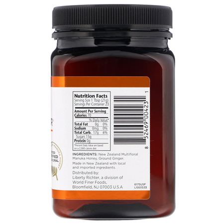 生薑食品, 超級食物: Manuka Doctor, Manuka Honey Multifloral with Ginger, MGO 45+, 1.1 lbs (500 g)