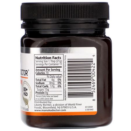 Manuka Honey, Bee Products: Manuka Doctor, Manuka Honey Multifloral, MGO 80+, 8.75 oz (250 g)