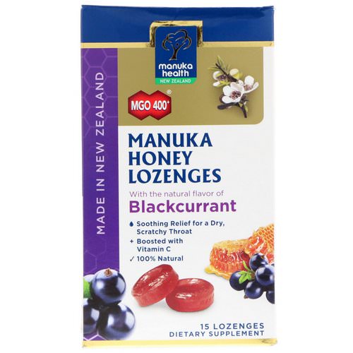 Manuka Health, Manuka Honey Lozenges, Blackcurrant, MGO 400+, 15 Lozenges Review