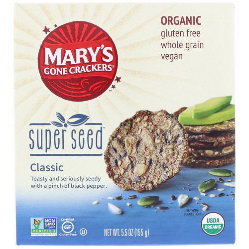 Mary's Gone Crackers, Organic, Super Seed Crackers, Classic, 5.5 oz (155 g) Review