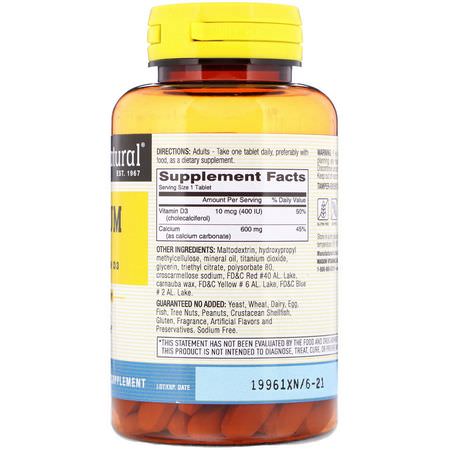 鈣加維生素D, 鈣: Mason Natural, Calcium Plus Vitamin D3, 600 mg, 100 Tablets