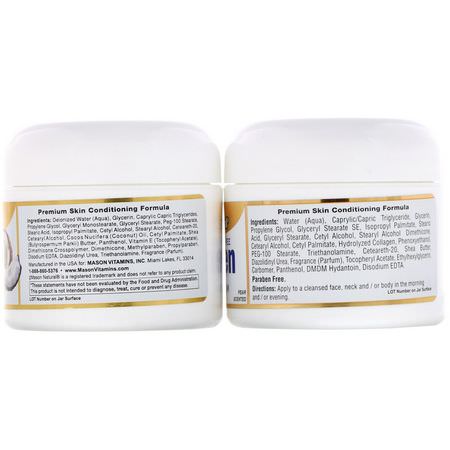 膠原蛋白, 面霜: Mason Natural, Coconut Oil Beauty Cream + Collagen Beauty Cream, 2 Jars, 2 oz (57 g) Each