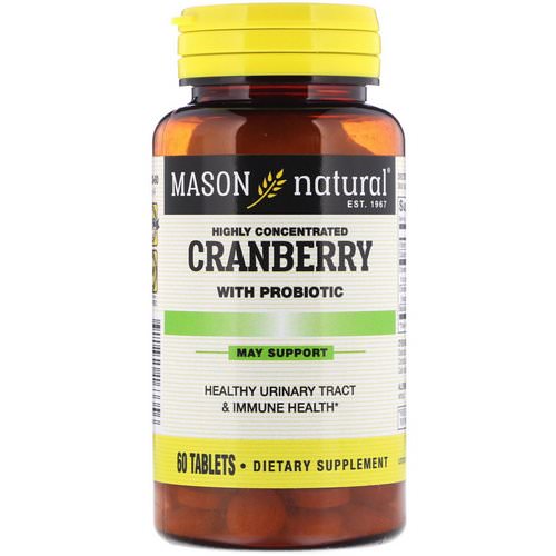 Mason Natural, Cranberry with Probiotic, Highly Concentrated, 60 Tablets Review