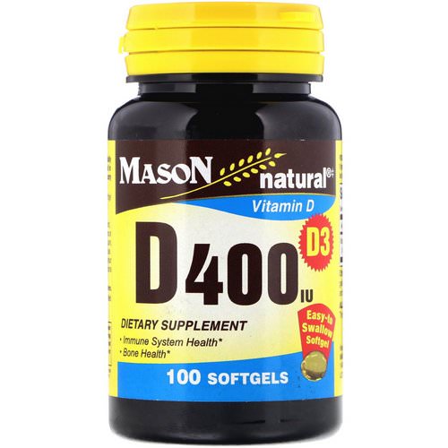 Mason Natural, Vitamin D3, 400 IU, 100 Softgels Review