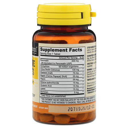 消化酶, 消化: Mason Natural, Digestive Enzymes, 90 Tablets