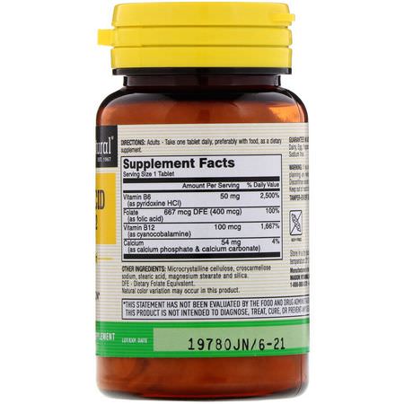 葉酸, 維生素B: Mason Natural, Folic Acid B-6 & B-12, 90 Tablets