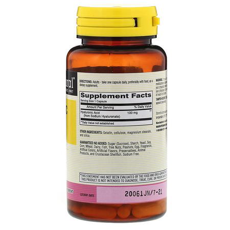 透明質酸, 指甲: Mason Natural, Hyaluronic Acid, 100 mg, 30 Capsules