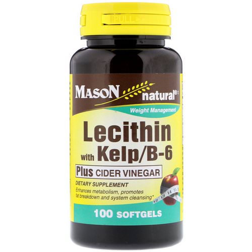Mason Natural, Lecithin with Kelp/B6 Plus Cider Vinegar, 100 Softgels Review
