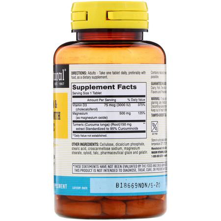 鎂, 礦物質: Mason Natural, Magnesium & Vitamin D3 with Turmeric, 60 Tablets