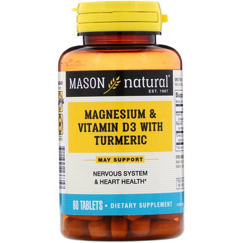 Mason Natural, Magnesium & Vitamin D3 with Turmeric, 60 Tablets Review