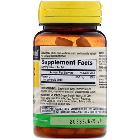 流感, 咳嗽: Mason Natural, Vitamin C, 500 mg, 100 Tablets