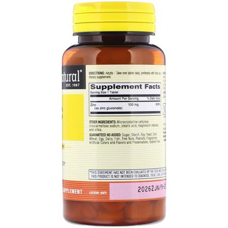 流感, 咳嗽: Mason Natural, Zinc, 100 mg, 100 Tablets