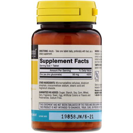 流感, 咳嗽: Mason Natural, Zinc, 50 mg, 100 Tablets