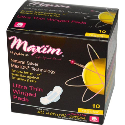 Maxim Hygiene Products, Ultra Thin Winged Pads, Natural Silver MaxION Technology, Regular, 10 Pads Review