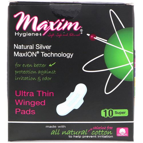 Maxim Hygiene Products, Ultra Thin Winged Pads, Natural Silver MaxION Technology, Super, 10 Pads Review