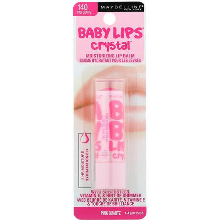 治療, 護唇膏: Maybelline, Baby Lips Crystal, Moisturizing Lip Balm, 140 Pink Quartz, 0.15 oz (4.4 g)