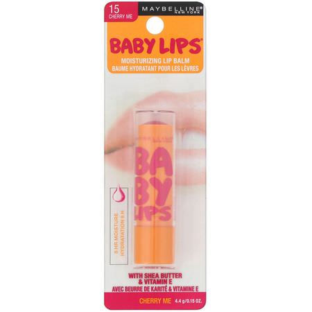 治療, 護唇膏: Maybelline, Baby Lips, Moisturizing Lip Balm, Cherry Me, 0.15 oz (4.4 g)