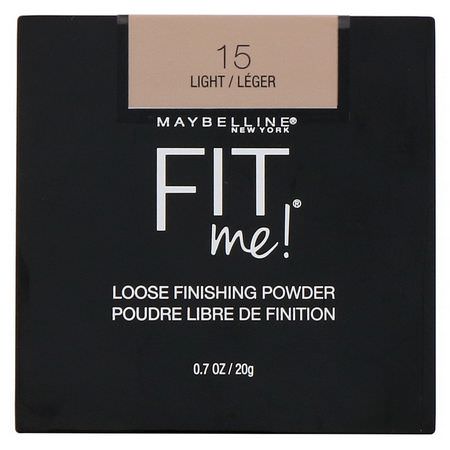 定型噴霧, 粉末: Maybelline, Fit Me, Loose Finishing Powder, 15 Light, 0.7 oz (20 g)