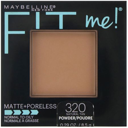 定型噴霧, 粉末: Maybelline, Fit Me, Matte + Poreless Powder, 320 Natural Tan, 0.29 oz (8.5 g)