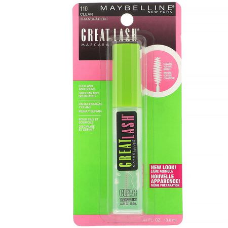 眉毛, 睫毛膏: Maybelline, Great Lash, Mascara, 110 Clear, 0.44 fl oz (13 ml)