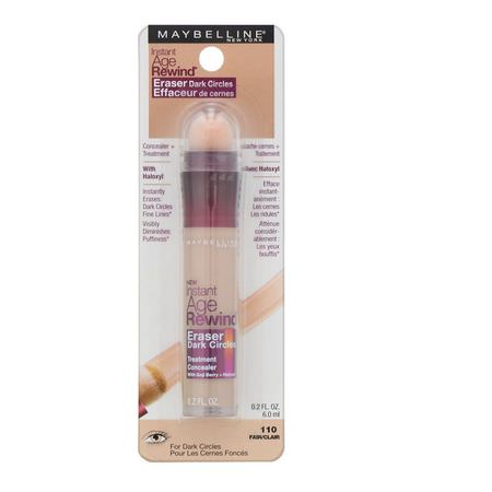 遮瑕膏, 臉部: Maybelline, Instant Age Rewind, Eraser Dark Circles Treatment Concealer, 110 Fair, 0.2 fl oz (6 ml)