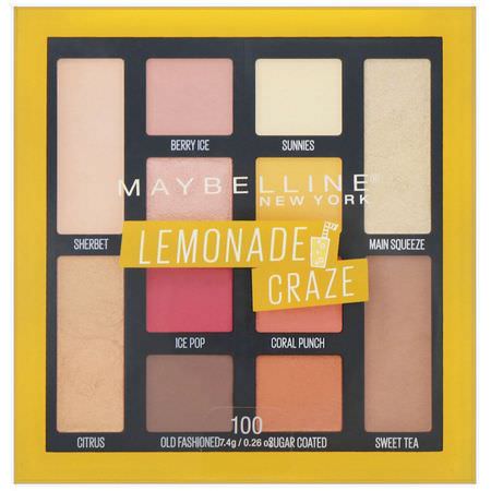 化妝禮品, 眼影: Maybelline, Lemonade Craze Eyeshadow Palette, 0.26 oz (7.4 g)