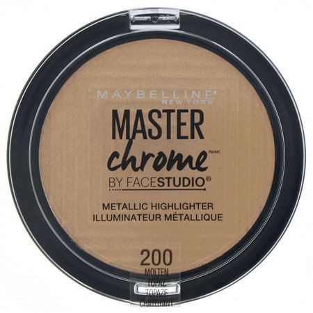 熒光筆, 臉部: Maybelline, Master Chrome, Metallic Highlighter, Molten Topaz 200, 0.24 oz (6.7 g)
