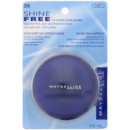 定型噴霧, 粉末: Maybelline, Shine Free, Oil-Control Loose Powder, 210 Light, 0.7 oz (19.8 g)