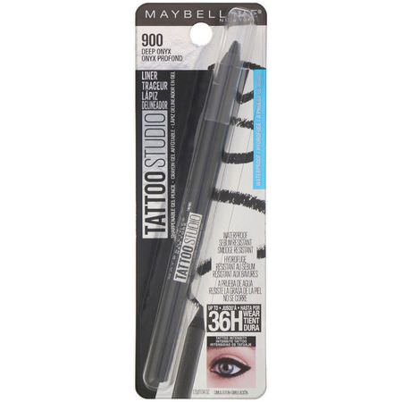 眼線液, 眼睛: Maybelline, TattooStudio, Gel Eyeliner Pencil, 900 Deep Onyx, 0.04 oz (12 g)