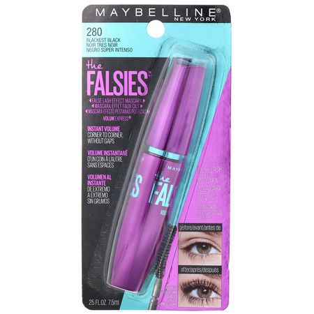 睫毛膏, 眼睛: Maybelline, Volum' Express, The Falsies Mascara, 280 Blackest Black, 0.25 fl oz (7.5 ml)