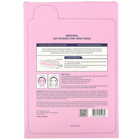 抗衰老面膜, K美容面膜: Mediheal, Air Packing, Pink Wrap Mask, 5 Sheets, 0.67 fl. oz (20 ml) Each