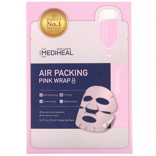 Mediheal, Air Packing, Pink Wrap Mask, 5 Sheets, 0.67 fl. oz (20 ml) Each Review