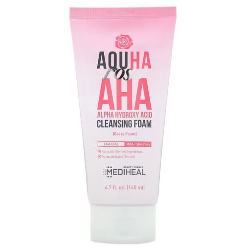 Mediheal, AQUHA Rose, AHA Cleansing Foam, 4.7 fl oz (140 ml) Review