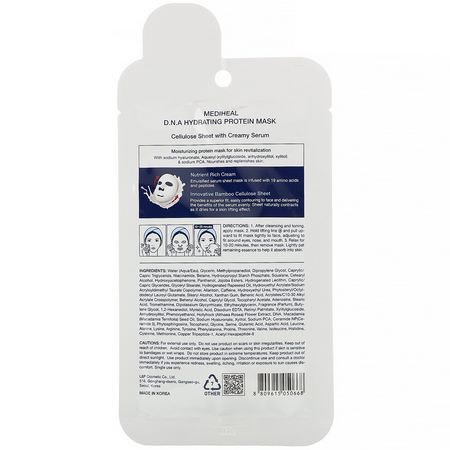 保濕面膜, K美容面膜: Mediheal, D.N.A Hydrating Protein Mask, 1 Sheet, 0.84 fl oz (25 ml)