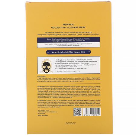 提亮面膜, K美容面膜: Mediheal, Golden Chip, Acupoint Mask, 5 Sheets, 0.84 fl oz (25 ml) Each