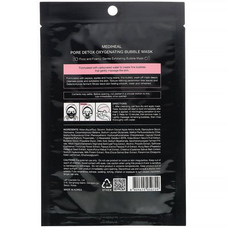 瑕疵, 粉刺: Mediheal, Pore Detox, Oxygenating Bubble Mask, 1 Sheet, 0.60 fl oz (18 ml)