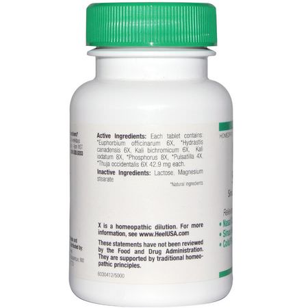 鼻竇補充劑, 鼻腔: MediNatura, BHI, Sinus, 100 Tablets