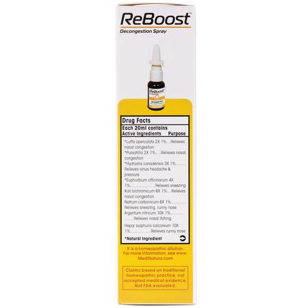 鼻腔噴霧, 鼻竇沖洗: MediNatura, ReBoost, Decongestion Spray, 0.68 fl oz (20 ml)