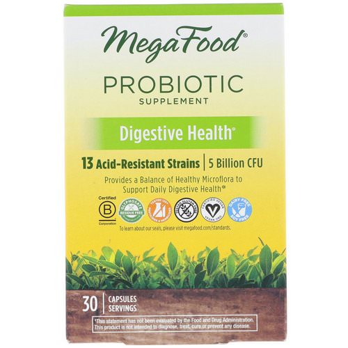 MegaFood, Probiotic Supplement, Digestive Heath, 30 Capsules Review