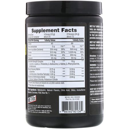 BCAA, 氨基酸: MET-Rx, Amino-Fx Intra Workout Enhancer, Lemon Lime, 10.56 oz (299.37 g)
