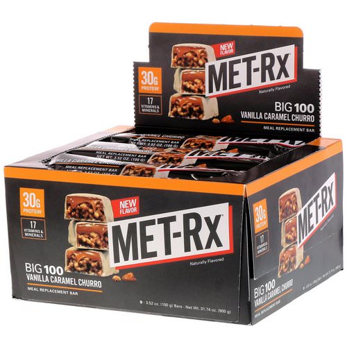 MET-Rx, Big 100, Meal Replacement Bar, Vanilla Caramel Churro, 9 bars, 3.52 oz (100 g) Each Review