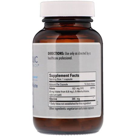 維生素B, 維生素: Metabolic Maintenance, L-Methylfolate, 5 mg, 90 Capsules