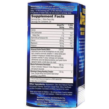 利尿藥, 體重: MHP, Xpel, Maximum Strength Herbal Diuretic, Pineapple Ginger, 20 Packs, 0.28 oz (8 g)