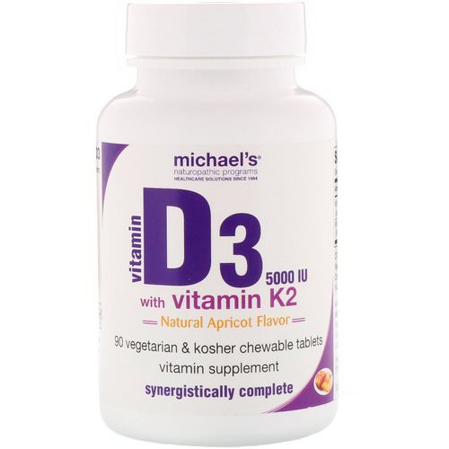 Michael's Naturopathic, Vitamin D3, with Vitamin K2, Natural Apricot Flavor, 5,000 IU, 90 Chewable Tablets Review