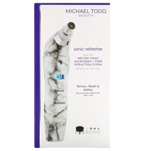 Michael Todd Beauty, Sonic Refresher, Wet/Dry Sonic Microderm + Pore Extraction System, White Marble, 6 Piece Kit Review