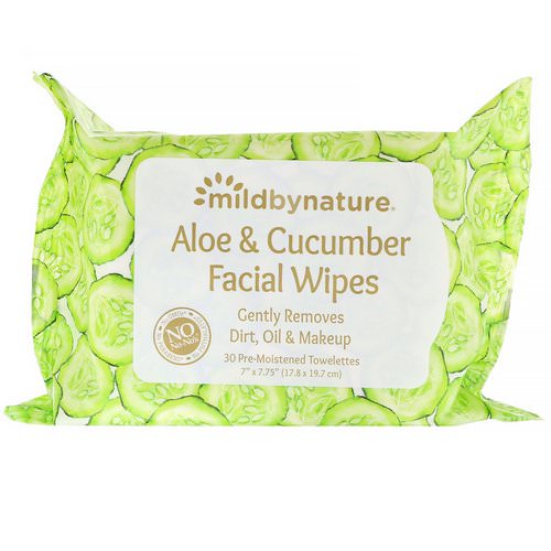 Mild By Nature, Aloe & Cucumber Facial Wipes, Biodegradable, 30 Pre-Moistened Towelettes Review
