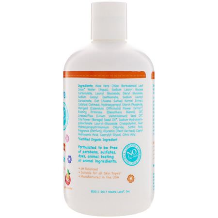 沐浴露, 嬰兒沐浴露: Mild By Nature, Tear-Free Baby Shampoo & Body Wash, Peach, 12.85 fl oz (380 ml)